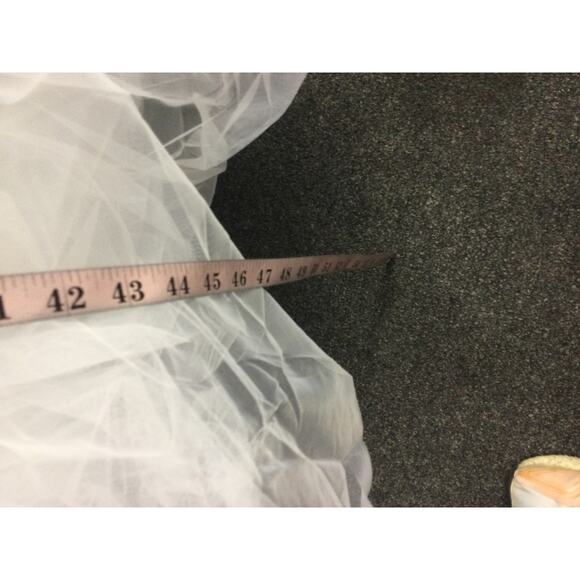 GIRL'S PARTY DRESS SZ 12 Y white lace embellished short sleeve flower maxi 0B2 - Picture 7 of 7